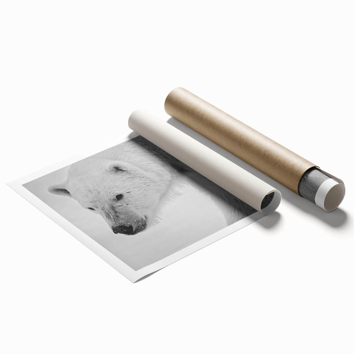 Polar bear wall art print showcasing a serene arctic landscape with soft blue and white tones, designed for eco-conscious decor enthusiasts. Perfect for adding a touch of nature to your home or office.