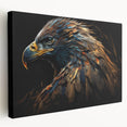 Stretched canvas wall art featuring a vibrant birds of prey design, showcasing intricate details and bold colors, perfect for wildlife enthusiasts and home decor.