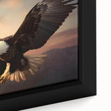 Framed wall art featuring a close-up of a vibrant birds of prey design on textured canvas, ideal for nature enthusiasts and home decor lovers. The artwork showcases intricate details and vivid colors, perfect for adding a striking focal point to any room.