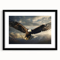 Framed wall art featuring a striking design of birds in flight, set against a minimalist black background, ideal for modern home decor.
