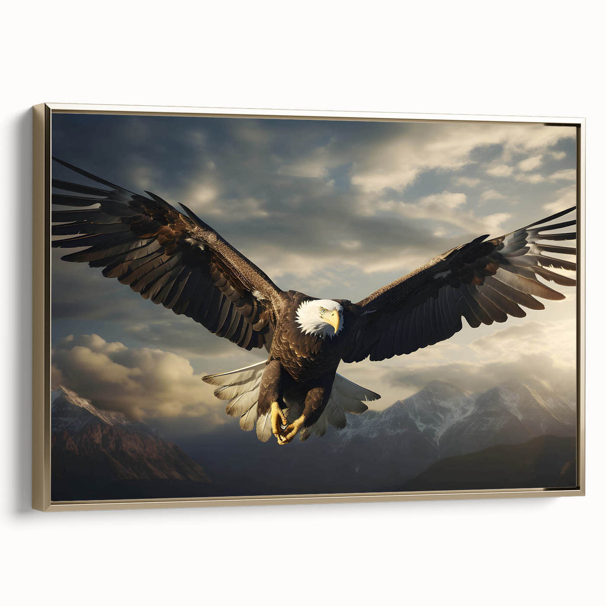 Framed wall art depicting a vibrant collection of bird designs in gold tones, showcasing intricate details and textures, perfect for home decor enhancement.