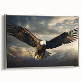 Framed canvas wall art featuring a striking design of birds, elegantly displayed in a silver frame, perfect for enhancing modern home decor and adding a touch of nature.