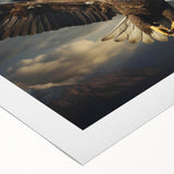 Vibrant rolled canvas showcasing a detailed birds of prey design, featuring rich colors and intricate textures, ideal for home decor or art collection.