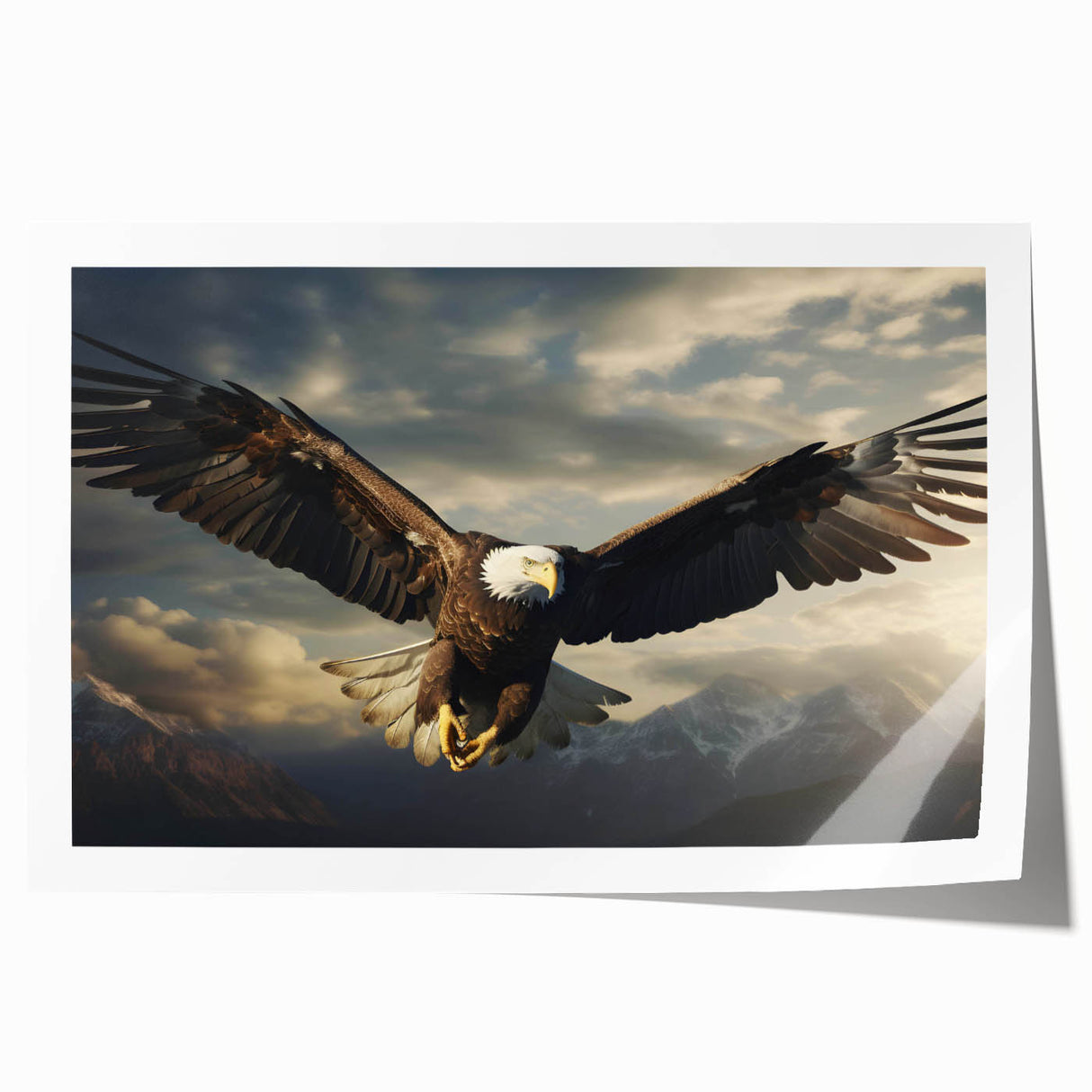 Colorful wall art print featuring a vibrant birds of prey design on a textured surface, rolled and ready for display or framing, showcasing intricate details and artistic flair.