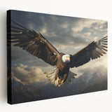 Stretched canvas wall art showcasing a vibrant birds of prey design, featuring intricate details and bold colors, ideal for modern home decor.