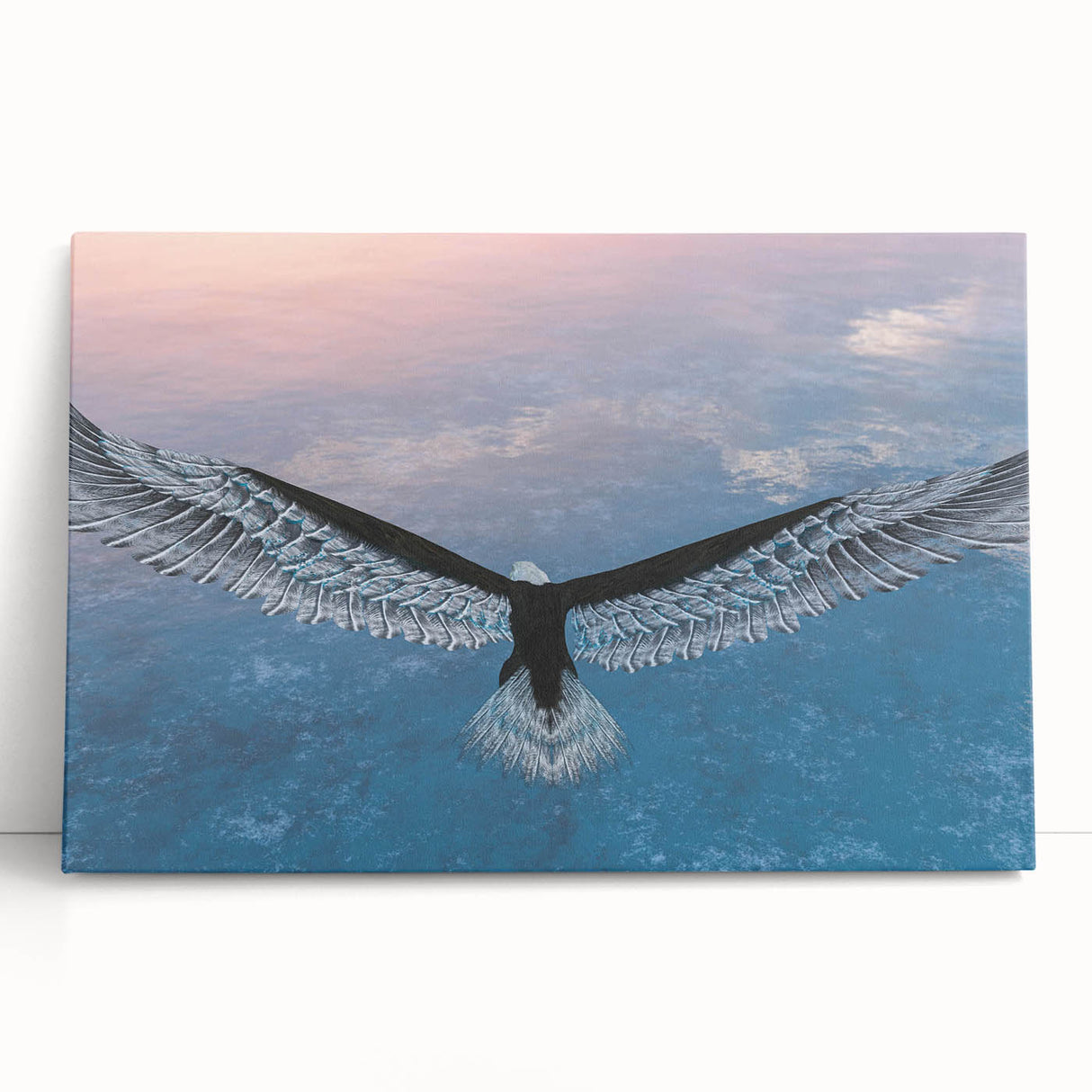 Stretched canvas wall art featuring a vibrant bird design, showcasing intricate details and rich colors, ideal for modern home decor and nature enthusiasts.