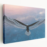 Stretched canvas wall art depicting a colorful birds of prey design, showcasing vibrant details and textures, ideal for enhancing any modern decor.
