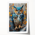 Rolled print showcasing a vibrant birds of prey design wall art collection, featuring detailed illustrations of various raptors in striking colors, ideal for nature enthusiasts.