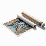 Vibrant rolled print showcasing a stunning birds of prey design, featuring intricate details and rich colors, perfect for enhancing any wall decor.