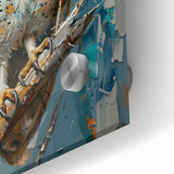 Close-up of a vibrant wall art piece showcasing a flock of stylized birds in flight, designed with intricate details and vivid colors, perfect for modern home decor.