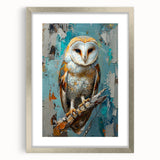 Framed wall art featuring a striking "Birds of Prey" design, showcasing intricate illustrations of various birds with vibrant colors and a silver mat finish, perfect for home decor.