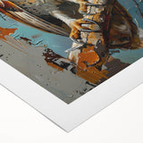 Colorful rolled canvas featuring a vibrant birds of prey design, showcasing intricate details and dynamic colors, perfect for wall decor in nature-themed interiors.