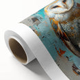 Vibrant rolled canvas showcasing a stylized birds of prey design in rich colors, ideal for home decor, delivered in a protective cardboard tube for safe shipping.