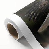 Colorful rolled canvas showcasing a vibrant bird-themed wall art design, featuring intricate patterns and textures ideal for home decor. Packaged securely in a durable cardboard tube for safe delivery.