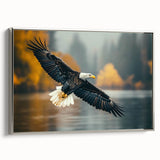 Framed canvas wall art from the "Birds of Prey" collection, showcasing vibrant bird illustrations in silver frame, perfect for nature enthusiasts and home decor.
