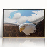 Framed acrylic wall art featuring a stunning golden "Birds of Prey" design, showcasing intricate details and vibrant colors, perfect for modern home decor.