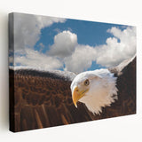 Stretched canvas wall art featuring a vibrant bird design in shades of blue and green, showcasing intricate details and textures, perfect for modern home decor.