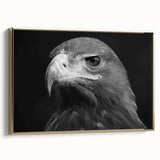 Framed canvas wall art showcasing a vibrant birds-of-prey design, featuring intricate details and a gold frame, ideal for enhancing modern decor.