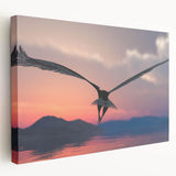 Graceful Birds of Prey Wall Art – Soaring Eagle at Sunset Canvas Print