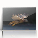 Framed acrylic wall art featuring a vibrant design of birds in flight, set against a white background, ideal for enhancing modern home decor.