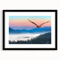 Framed wall art featuring a striking design of birds in flight, with a sleek black frame and mat, perfect for enhancing modern home decor. Ideal for bird lovers.