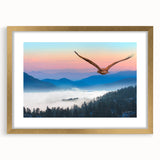 Framed wall art featuring a striking collection of birds in a gold finish, elegantly displayed with a mat. Ideal for enhancing modern home decor.