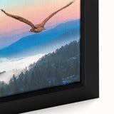 Framed canvas artwork showcasing a vibrant bird design with intricate details and rich colors, perfect for enhancing modern home decor. Close-up view highlights the texture and craftsmanship of this unique piece.