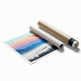 Colorful rolled print of birds in flight from the "Birds of Pray" collection, showcasing vibrant hues and intricate details, perfect for enhancing home decor.