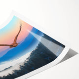 Rolled print of a vibrant "Birds of Prey" wall art collection featuring detailed illustrations of various birds, showcasing rich colors and intricate designs, ideal for home decor.