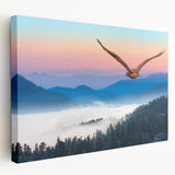 Stretched canvas wall art showcasing a vibrant birds of prey design, featuring rich colors and intricate details, ideal for enhancing home decor.