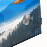 Close-up of a stunning acrylic glass wall art piece featuring vibrant birds of prey design, showcasing intricate details and rich colors, perfect for home decor.