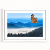 Framed wall art featuring an intricate design of birds, showcasing vibrant colors and detailed illustrations, presented in a white mat for an elegant finish. Ideal for nature lovers and art enthusiasts.