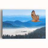 Stretched canvas wall art showcasing a vibrant collection of birds in flight, designed with intricate details and bold colors, perfect for home decor.