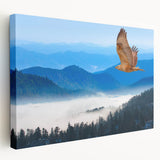 Stretched canvas wall art featuring a vibrant birds of prey design, showcasing rich colors and intricate details, ideal for enhancing modern home decor.