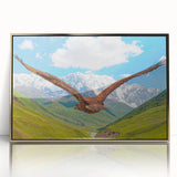 Framed acrylic wall art showcasing a vibrant bird design, featuring a gold frame that enhances its elegance, perfect for modern home decor.