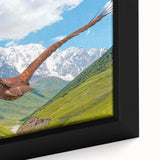Framed canvas artwork showcasing a close-up of vibrant birds in a decorative 'Birds of Pray' design, ideal for modern home decor or nature-themed interiors.