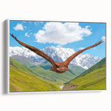 Framed canvas wall art from the Birds of Pray collection, showcasing vibrant bird illustrations in a modern white frame, ideal for contemporary home decor.