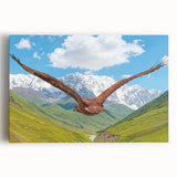Stretched canvas artwork featuring a vibrant bird design with intricate details, ideal for home decor. Perfect for nature lovers seeking unique wall art.