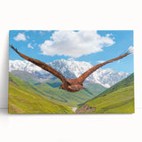 Stretched canvas wall art featuring a vibrant and colorful design of various birds, showcasing intricate details and textures, ideal for home decor.