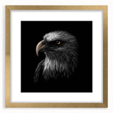 Framed wall art featuring a striking gold mat, showcasing a vibrant birds of prey design. Perfect for adding elegance to home decor with its intricate details and rich colors.