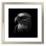 Framed wall art featuring a stunning design of birds, showcasing intricate details and vibrant colors, set in a sleek silver frame with a mat. Perfect for enhancing home decor.