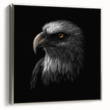 Framed wall art showcasing a striking design of various birds, enhanced with a silver frame, ideal for home decor and nature enthusiasts. The canvas features vibrant colors and intricate details, making it a captivating focal point for any room.