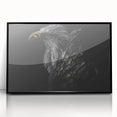 Framed wall art featuring a striking design of birds, displayed in a sleek black frame with acrylic front, perfect for modern home decor accents.