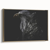 Framed wall art featuring a vibrant "Birds of Prey" design with intricate details, showcased in a stylish gold frame, perfect for enhancing home decor.