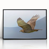 Framed acrylic wall art featuring a stunning 'Birds of Prey' design, showcasing intricate details in vibrant colors against a black background, perfect for nature lovers.
