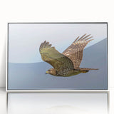 Framed acrylic wall art showcasing a vibrant bird design in a contemporary style, featuring a white frame and clear glass front, perfect for modern home decor.