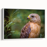 Framed canvas wall art showcasing a vibrant design of birds in flight, presented in a sleek white frame, ideal for enhancing modern home decor.