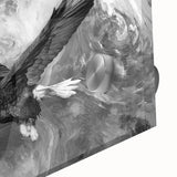 Close-up of a stunning acrylic glass wall art piece showcasing a vibrant birds of prey design, featuring intricate details and rich colors, ideal for home decor.