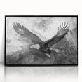 Framed acrylic wall art featuring a vibrant 'Birds of Prey' design, showcasing intricate illustrations of various birds against a sleek black background, perfect for modern decor.