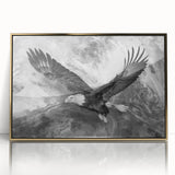 Framed acrylic wall art featuring a gold-accented design of majestic birds of prey, showcasing vibrant colors and intricate details, perfect for home decor.